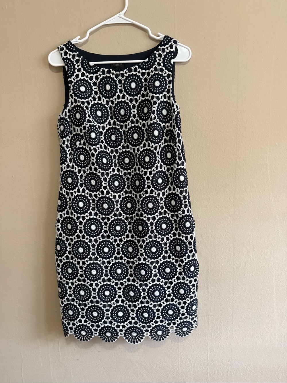 Talbots Black & White Crochet Sheath Dress